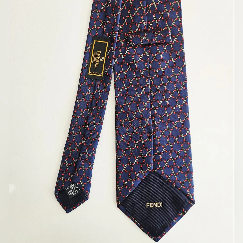Fendi Navy Blue Silk Neck Tie